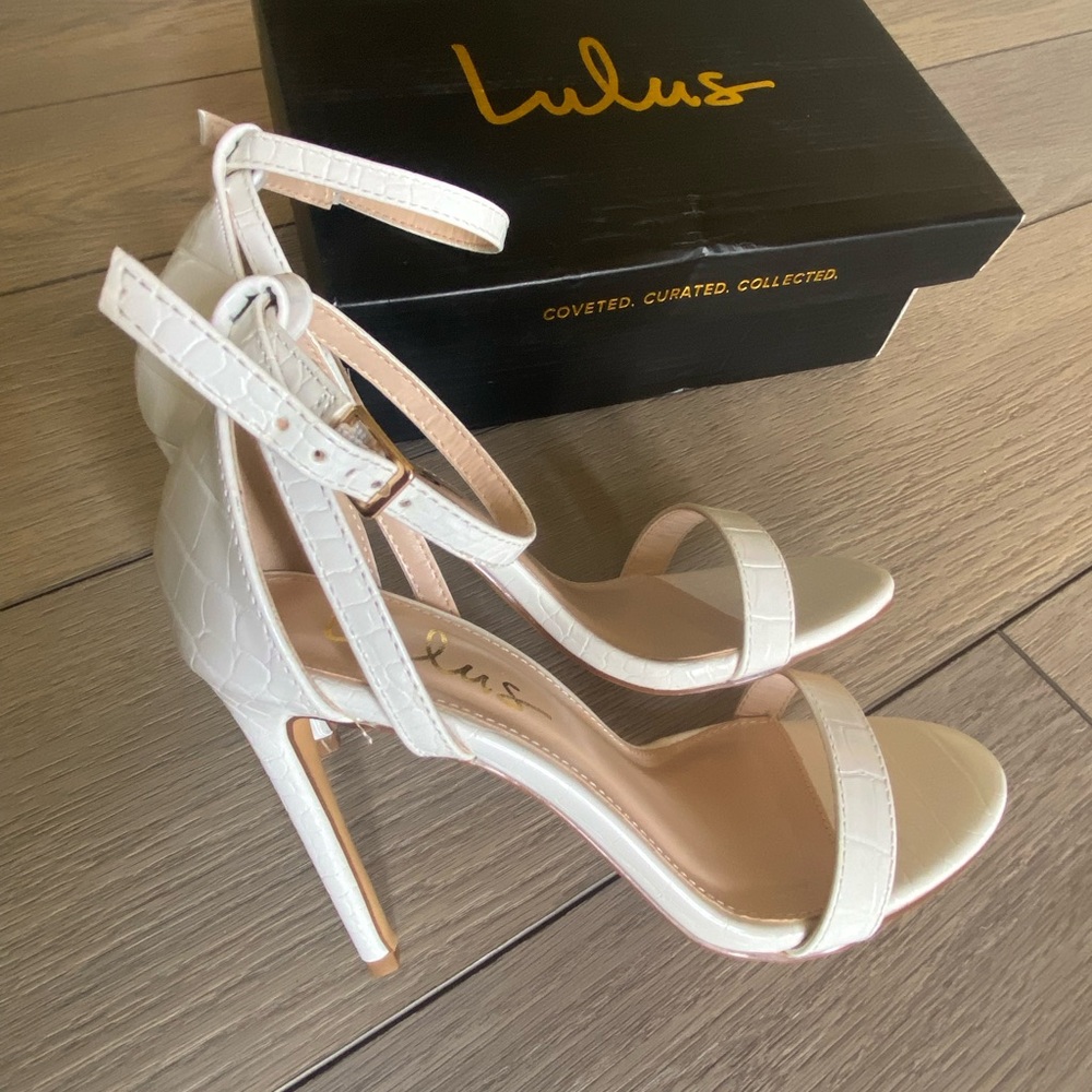Lulu's Cream Textured Strappy Heels
